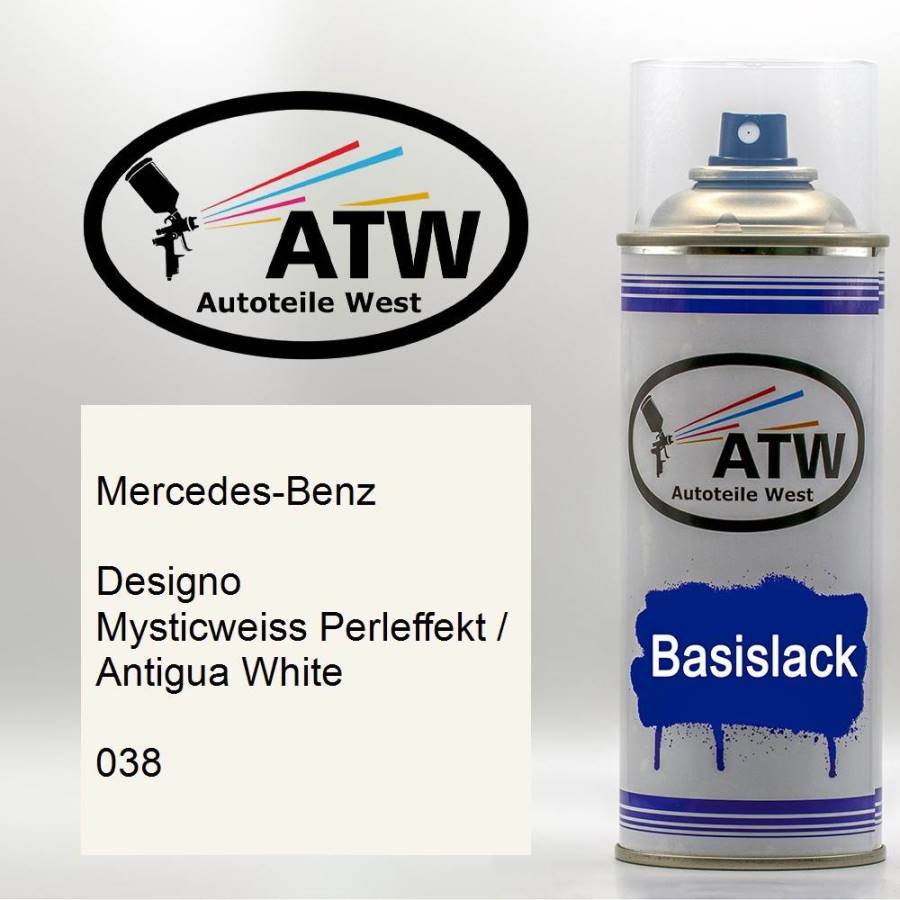 Mercedes-Benz, Designo Mysticweiss Perleffekt / Antigua White, 038: 400ml Sprühdose, von ATW Autoteile West.